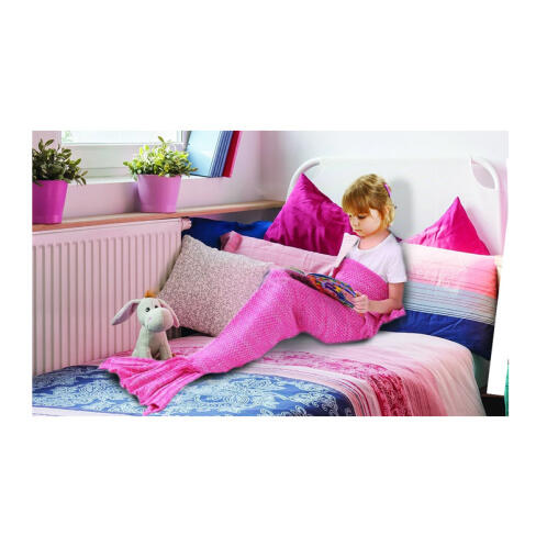 Παιδική Πλεκτή Κουβέρτα Γοργόνα 90 x 70 cm Χρώματος Φούξια SPM DYN-MermaidMini HPNK