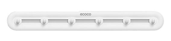 ECOCO κρεμάστρα μπάνιου/κουζίνας E23154 με 6 γάντζους 3.8x5x40cm λευκή