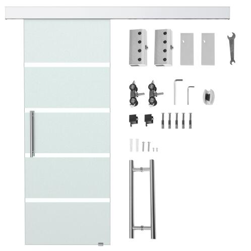 HomCom Συρόμενη πόρτα σε ριγέ παγωμένο γυαλί, 77,5 x 205 cm E7-0018