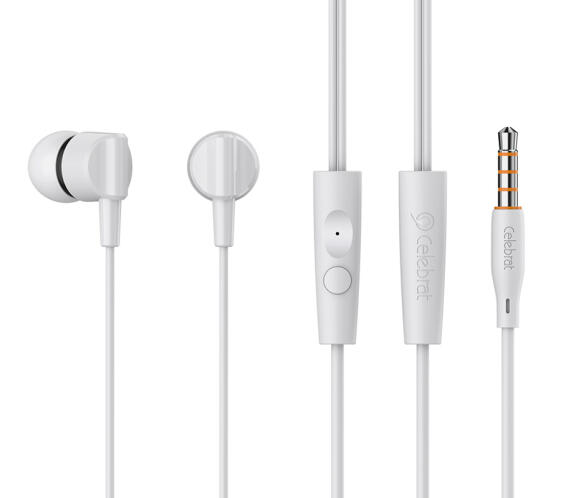 CELEBRAT earphones με μικρόφωνο G35 3.5mm σύνδεση 10mm 1.2m λευκά