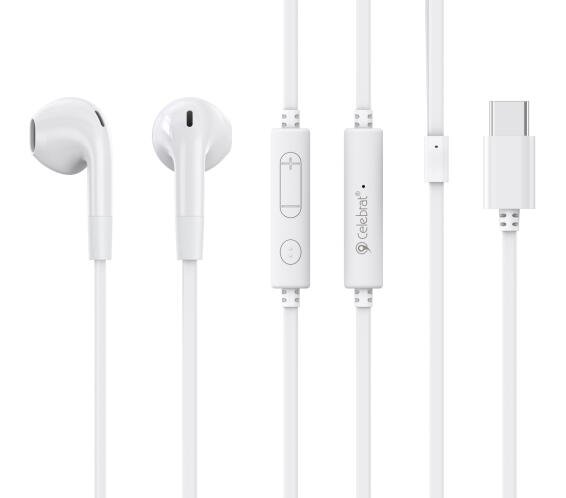 CELEBRAT earphones με μικρόφωνο G39 USB-C σύνδεση 14mm 1.2m λευκά