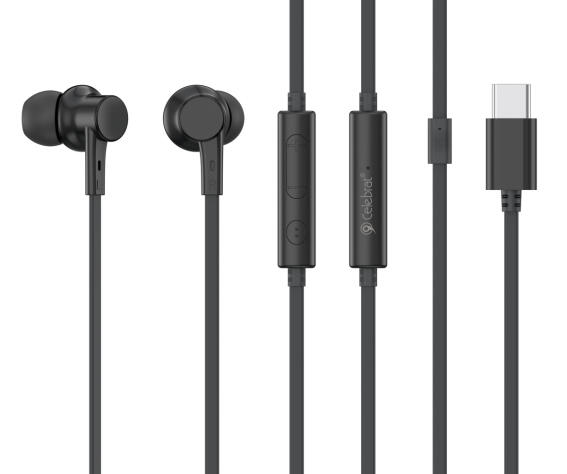 CELEBRAT earphones με μικρόφωνο G40 USB-C σύνδεση 10mm 1.2m μαύρα