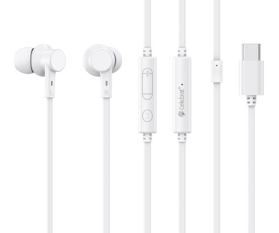 CELEBRAT earphones με μικρόφωνο G40 USB-C σύνδεση 10mm 1.2m λευκά