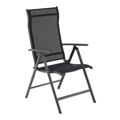 Πτυσσόμενη Καρέκλα Εξωτερικού Χώρου από Αλουμίνιο με Ρυθμιζόμενη Πλάτη Χρώματος Μαύρο Songmics GCB02BK