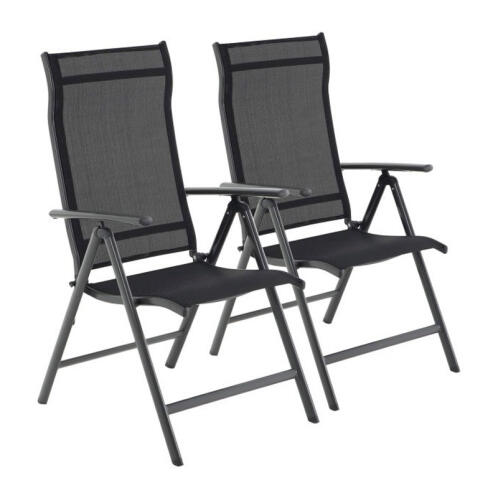 Σετ Πτυσσόμενες Καρέκλες Εξωτερικού Χώρου από Αλουμίνιο με Ρυθμιζόμενη Πλάτη Χρώματος Μαύρο 2 τμχ Songmics GCB29BK