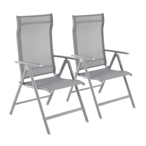 Σετ Πτυσσόμενες Καρέκλες Εξωτερικού Χώρου από Αλουμίνιο με Ρυθμιζόμενη Πλάτη Χρώματος Μαύρο 2 τμχ Songmics GCB29GY