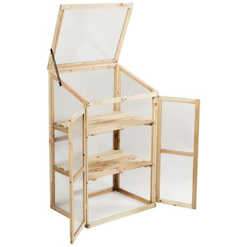 Costway Μικρό Ξύλινο Θερμοκήπιο 3 Επιπέδων 76x47x110εκ. GT4128