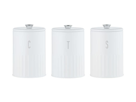 Maxwel & Williams Δοχεία Τροφίμων Μεταλλικά Λευκά 11x17cm 1.35L -Σετ 3 Τεμαχίων Astor Σε Συσκευασία