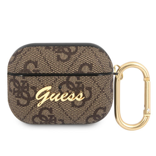 Guess Script Metal Logo Collection Θήκη προστασίας από δερματίνη για Apple Airpods Pro (Καφε)