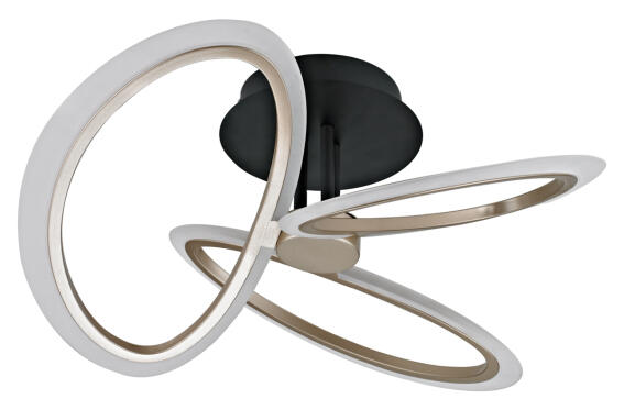 POWERTECH LED φωτιστικό οροφής HLL-0206 40W 4000K Φ53x26cm οπάλ χρυσό/μαύρο