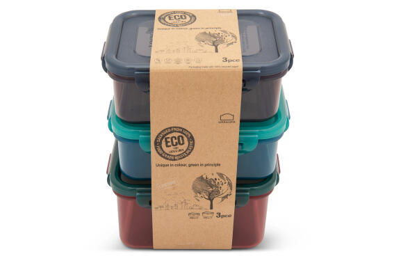 Lock & Lock Σετ 3Τεμ Δοχείων Φύλαξης Τροφ.Παραλ/μα (2Χ350Ml&1 X470Ml) 100% Ανακ/να Eco