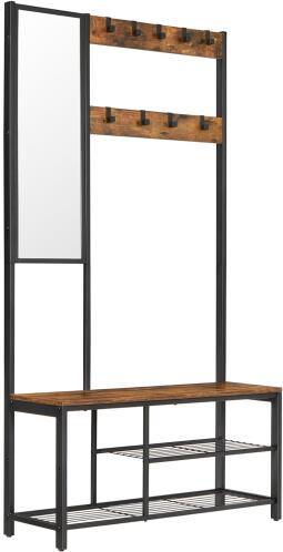 ΒΑΣΑΓΚΛΕ Καλόγερος με Καθρέφτη & Ράφια, 36x98x185 εκ., Καφέ/Μαύρο HSR050B01V1&nbsp