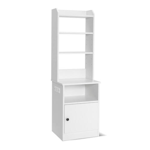 Costway Ξύλινο Κομοδίνο με Ντουλάπι 4 Ράφια και Σταθμό Φόρτισης 45 x 36 x 140 cm Costway HU10336DE-WH