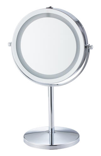 HOME USE επιτραπέζιος καθρέφτης HUH-0185 με LED φως 1x/5x zoom ασημί