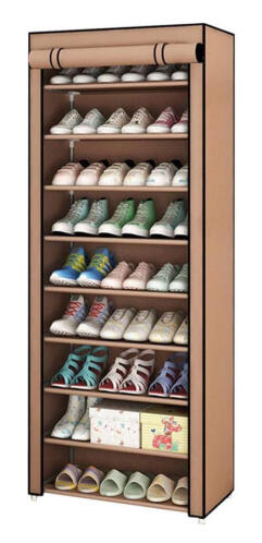 HOME USE υφασμάτινη παπουτσοθήκη HUH-0221 με 9 ράφια 57x28x160cm καφέ