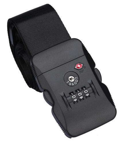 HOME USE ιμάντας βαλίτσας HUH-0245 με λουκέτο συνδυασμού TSA ρυθμιζόμενος 2m μαύρος