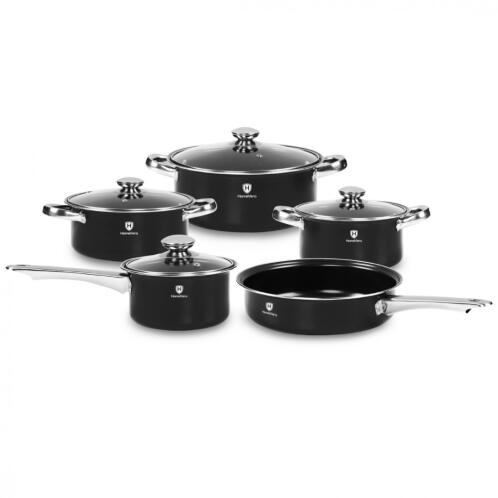 HomeVero Σετ Αντικολλητικά Μαγειρικά Σκεύη 9 τμχ HV-1009B Μαύρο