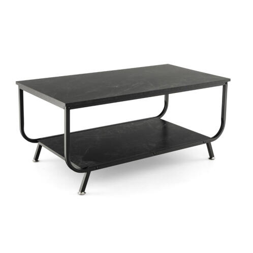 Costway Μεταλλικό Ορθογώνιο Τραπέζι Σαλονιού με Εφέ Μαρμάρου 105 x 55 x 46.5 cm Costway HV10459BK