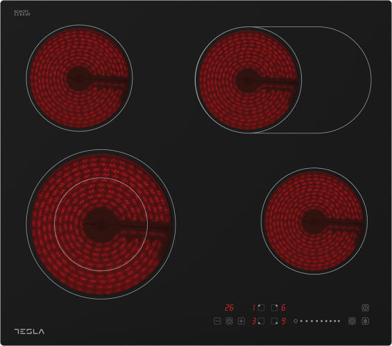 Tesla Κεραμική Εστία Αυτόνομη με Λειτουργία Κλειδώματος 59x52εκ.