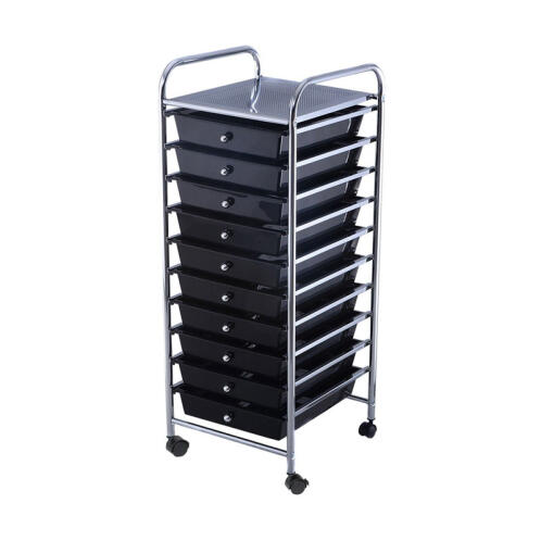 Costway Πολυλειτουργικό Μεταλλικό Τρόλεϊ με 10 Συρτάρια 33 x 37 x 86 cm Costway HW52045BK