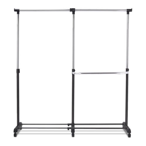 Costway Μεταλλική Διπλή Κρεμάστρα Ρούχων Δαπέδου 91-160 x 43 x 93-168 cm με Ρόδες Costway HW53834