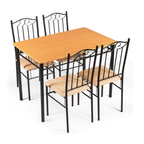 Costway Σετ Τραπεζαρίας με Μεταλλικό Ορθογώνιο Τραπέζι 107 x 70 x 76 cm και 4 Καρέκλες Costway HW61392