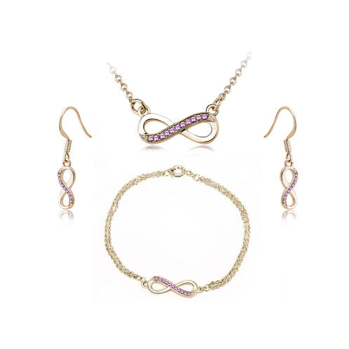 Timothy Stone Σετ Κοσμήματα 4 τμχ Χρώματος Χρυσό με Κρύσταλλα Swarovski® Amethyst