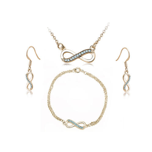 Timothy Stone Σετ Κοσμήματα 4 τμχ Χρώματος Χρυσό με Κρύσταλλα Swarovski® Aqua