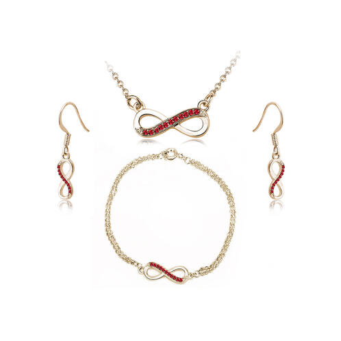 Timothy Stone Σετ Κοσμήματα 4 τμχ Χρώματος Χρυσό με Κρύσταλλα Swarovski® Ruby