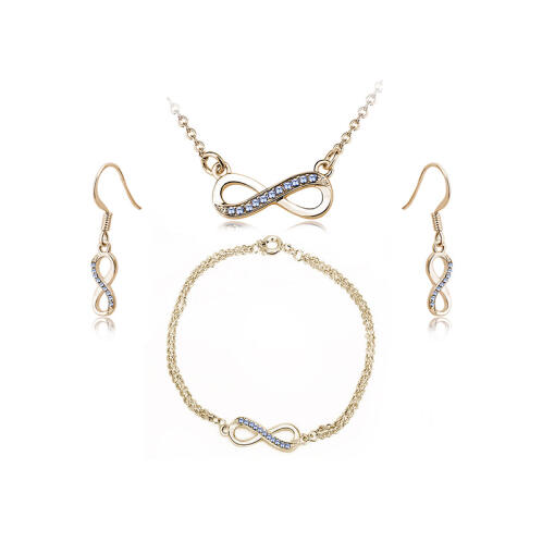 Timothy Stone Σετ Κοσμήματα 4 τμχ Χρώματος Χρυσό με Κρύσταλλα Swarovski® Sapphire