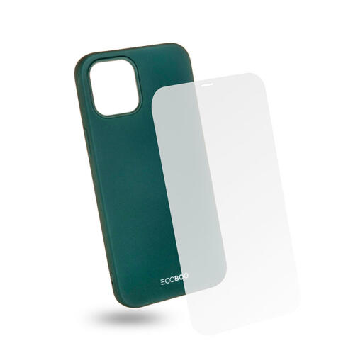 EGOBOO Tempered Glass + Case Rubber TPU Ruby Green (iPhone 12 Pro Max)