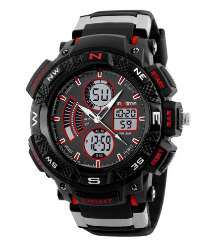 INTIME Ρολόι χειρός Chrono-03 Double time EL φωτισμός κόκκινο