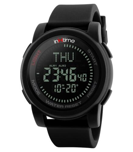 INTIME Ρολόι χειρός Comp-01 πυξίδα World time El φωτισμός μαύρο