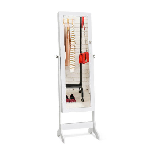 Costway Κοσμηματοθήκη Μπιζουτιέρα με Ολόσωμο Καθρέπτη 46 x 37 x 156 cm Costway JV10770WH