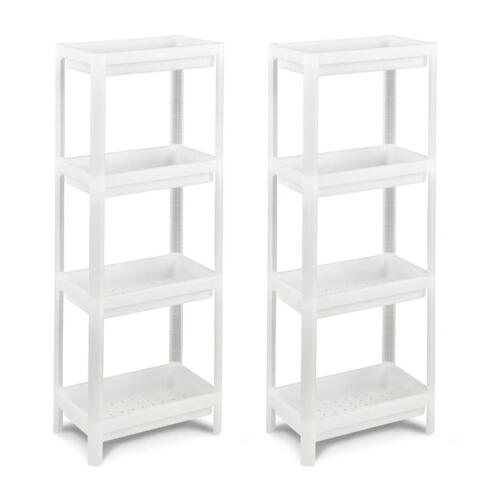 Costway Σετ Πλαστικές Ραφιέρες με 4 Ράφια 36 x 23 x 99.5 cm 2 τμχ Costway JV10871WH-2