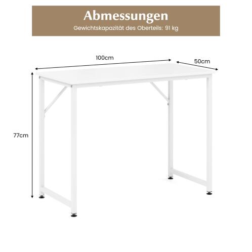 Costway  Πολυλειτουργικό Γραφείο Υπολογιστή με Μεταλλικό Σκελετό και Ρυθμιζόμενα Πόδια JV11014WH