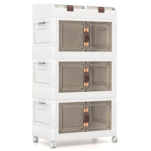 COSTWAY Κουτιά αποθήκευσης με καπάκια και τροχούς  JV11446WH