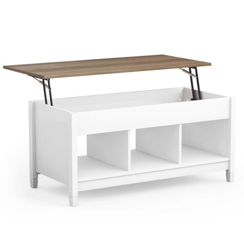 Costway  Πολυλειτουργικό Τραπεζάκι Καφέ με Ανυψούμενη Επιφάνεια και Αποθηκευτικό Χώρο JV12057WH