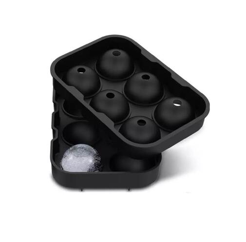 Παγοθήκη Σφαίρα από Σιλικόνη 6 Θέσεων με Καπάκι Μαύρη