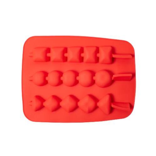 Φόρμα Σιλικόνης Παγωτό Ξυλάκι 3 θέσεων Κόκκινο 20 x 11 x 2 εκ.