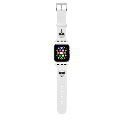 Karl Lagerfeld "Karl &amp; Choupete's Head" Collection Λουράκι για Apple Watch 4/5/6/7/SE 38/40/41mm (Λευκό - KLAWMSLCKW)