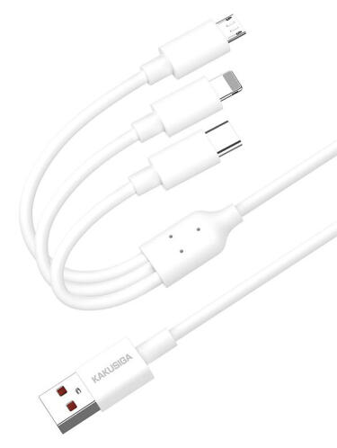KAKUSIGA καλώδιο USB σε USB-C/Lightning/Micro USB KSC-1021 5A 1.2m λευκό