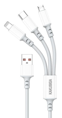 KAKUSIGA καλώδιο USB σε USB-C/Lightning/Micro USB KSC-1025 5A 480Mbps 1.2m λευκό