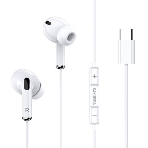 KAKUSIGA earphones με μικρόφωνο KSC-727 USB-C σύνδεση 14.2mm 1.2m λευκά