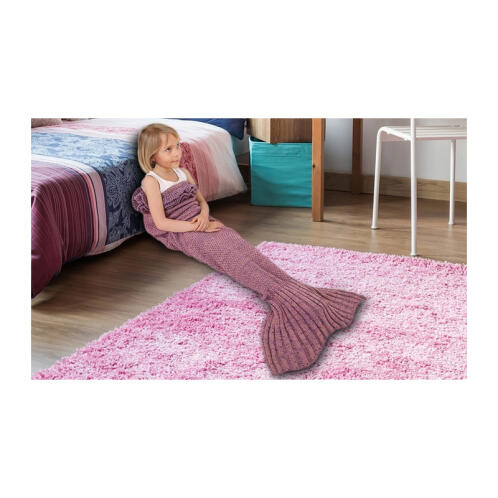 Παιδική Πλεκτή Κουβέρτα Γοργόνα 140 x 70 cm Χρώματος Ροζ SPM KidsMermaid-LPNK