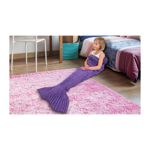 Παιδική Πλεκτή Κουβέρτα Γοργόνα 140 x 70 cm Χρώματος Μωβ SPM KidsMermaid-Purple