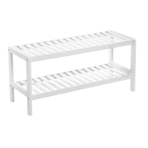 Ξύλινο Stand Αποθήκευσης Παπουτσιών με 2 Ράφια 70 x 26 x 33 cm Χρώματος Λευκό Songmics LBS02WT