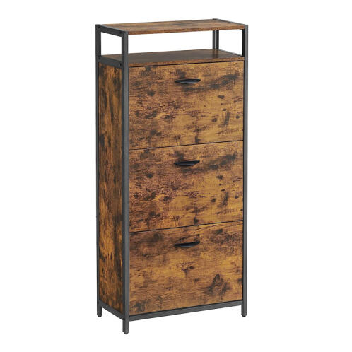 Μεταλλική Παπουτσοθήκη με 3 Διαμερίσματα και 2 Ράφια 60 x 30 x 130 cm VASAGLE LBS101B01