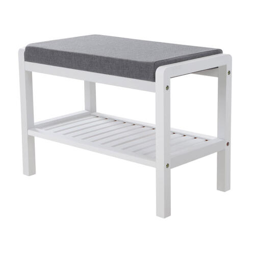 Ξύλινη Παπουτσοθήκη από Μπαμπού με Κάθισμα και 1 Ράφι 60 x 32 x 43 cm Songmics LBS65WN