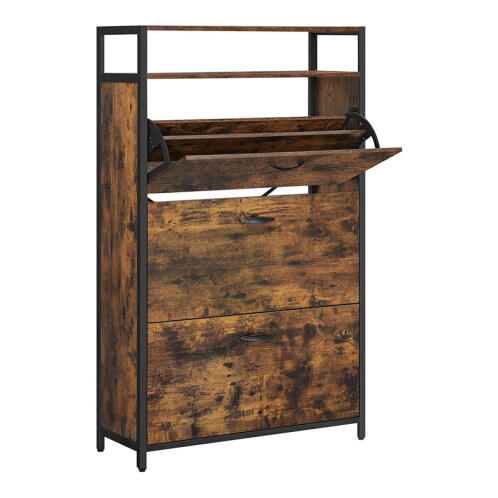 Μεταλλική Παπουτσοθήκη με 3 Διαμερίσματα και 2 Ράφια 80 x 30 x 130 cm VASAGLE LBS802B01